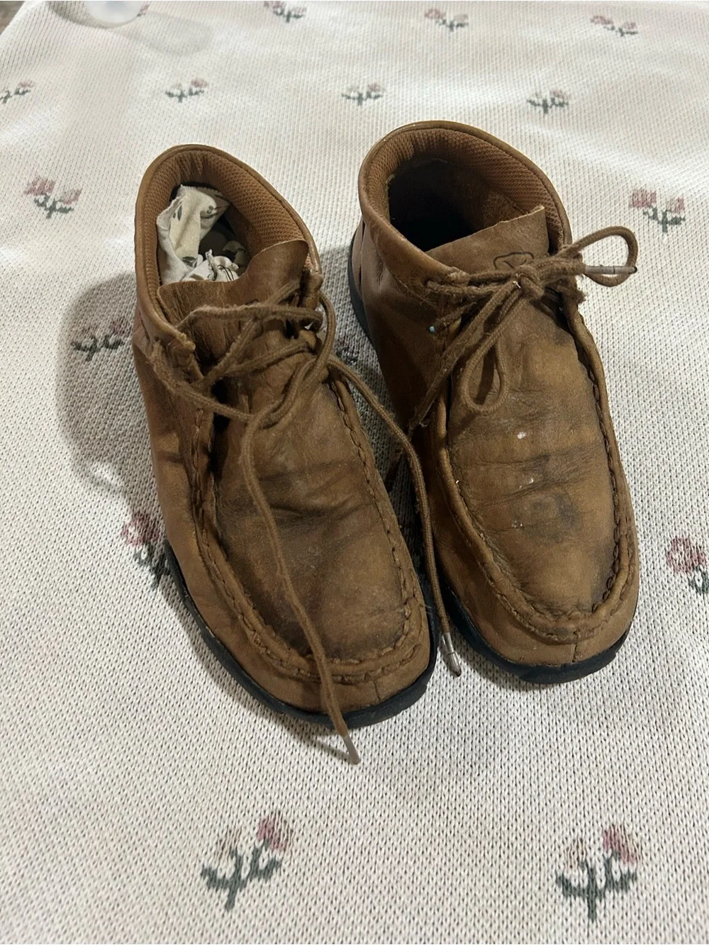 Twisted X Kids Brown Moccasin-Style Lace-Up Shoes